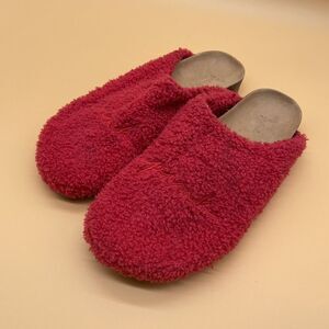 Pink Victoria's Secret Cozy Plush Red Clog Slip On Sandals Women Size 9-10 Large